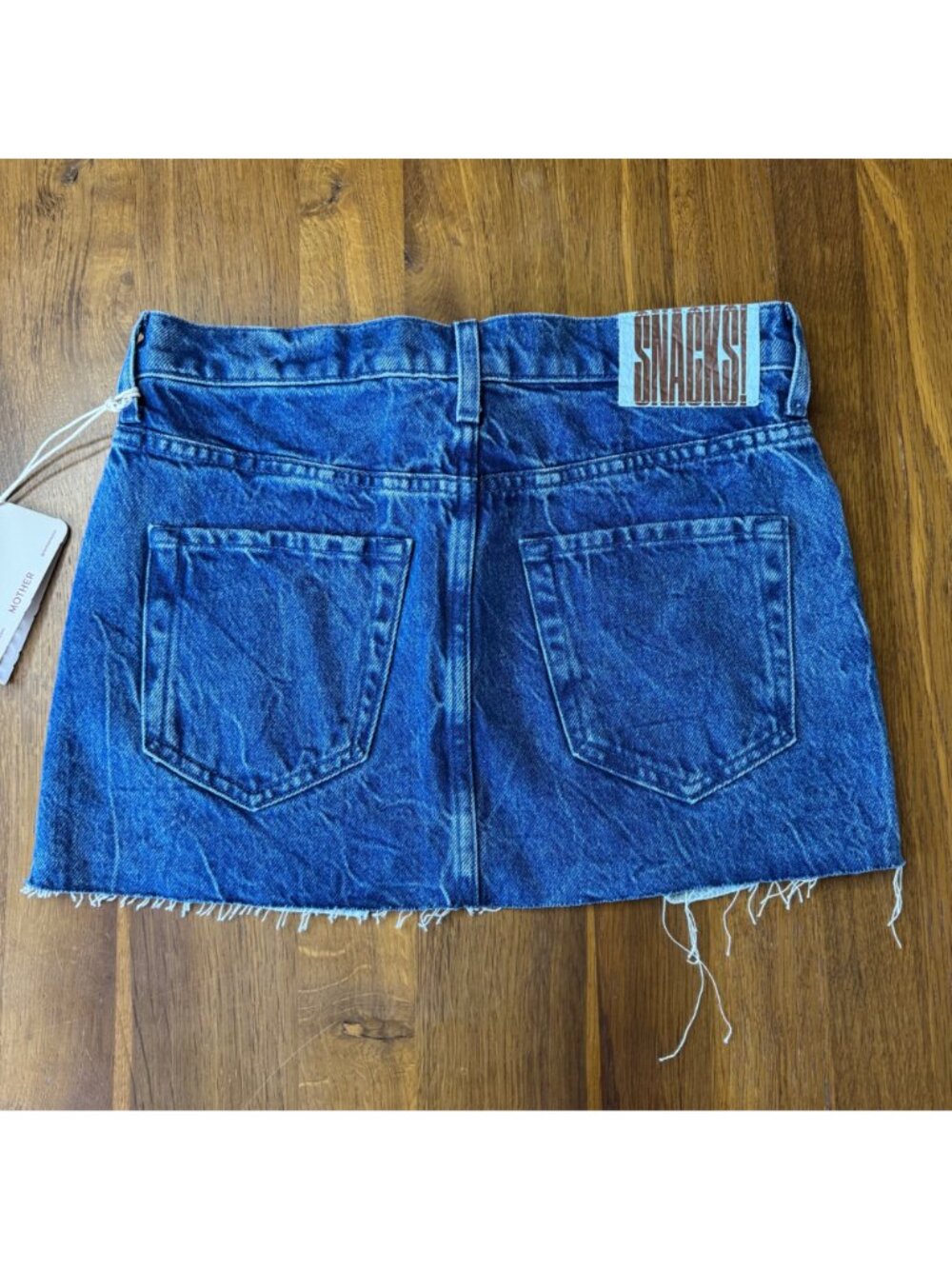 MOTHER Fun Dip Micro Mini Denim Skirt Womens 25 NWT Raw Hem Snap Crackle Pop NEW - Picture 2 of 16